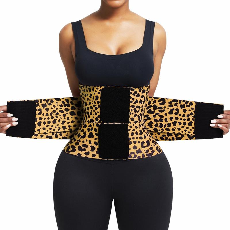 Leopard Print Triple Wrap Waist Cincher β Tummy Control & Sweat Belt