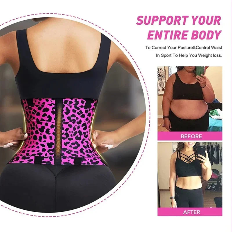 Leopard Print Triple Wrap Waist Cincher β Tummy Control & Sweat Belt